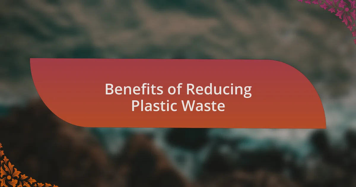 Benefits of Reducing Plastic Waste