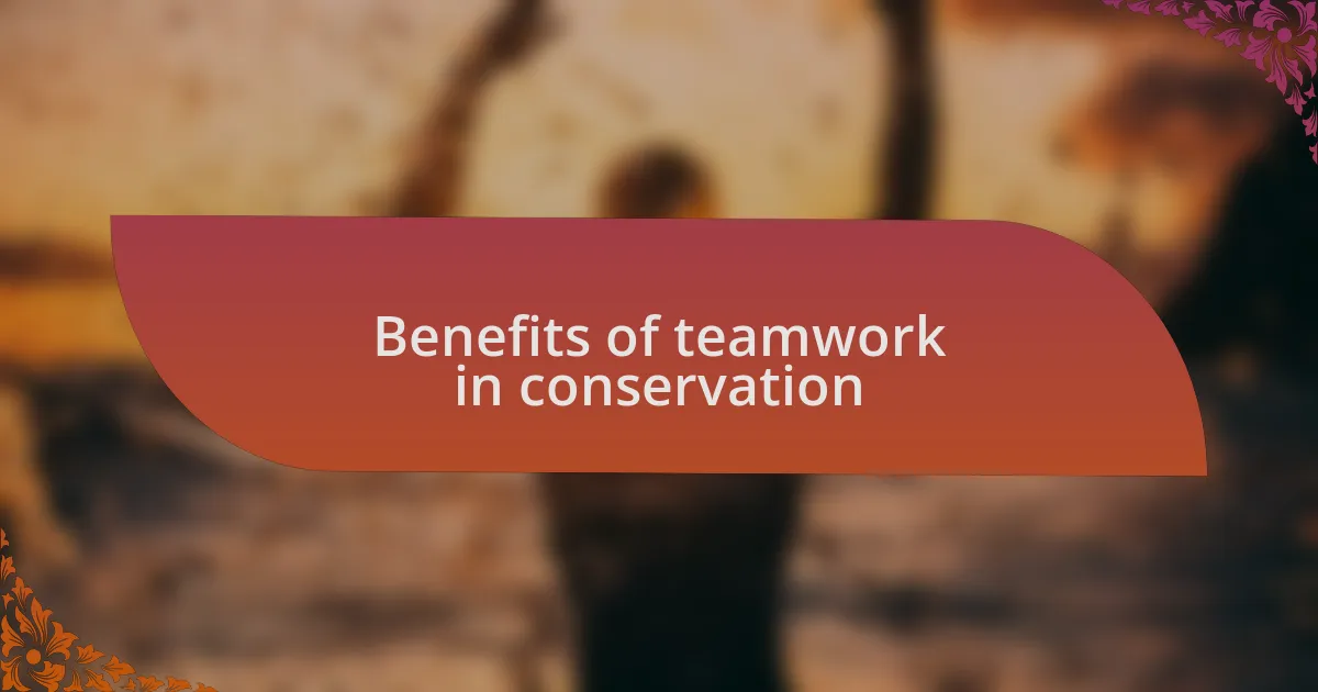 Benefits of teamwork in conservation
