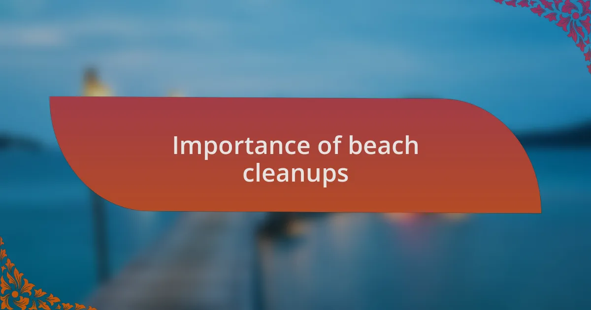 Importance of beach cleanups