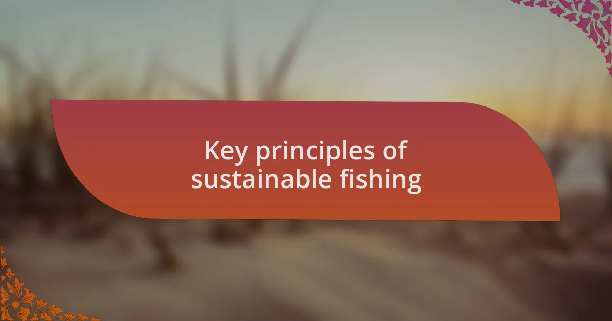 Key principles of sustainable fishing
