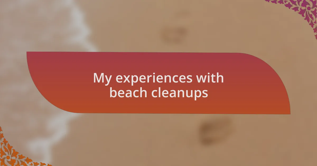 My experiences with beach cleanups