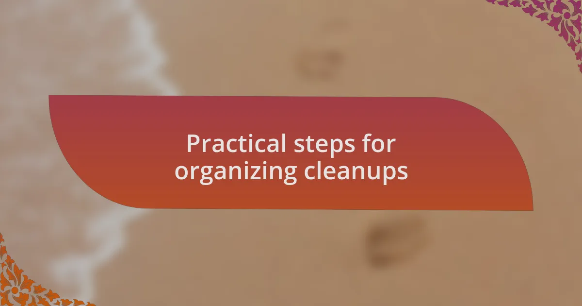 Practical steps for organizing cleanups