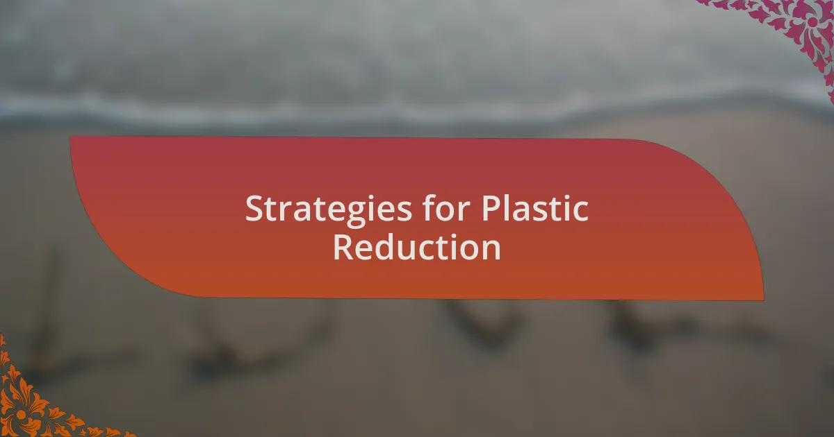 Strategies for Plastic Reduction