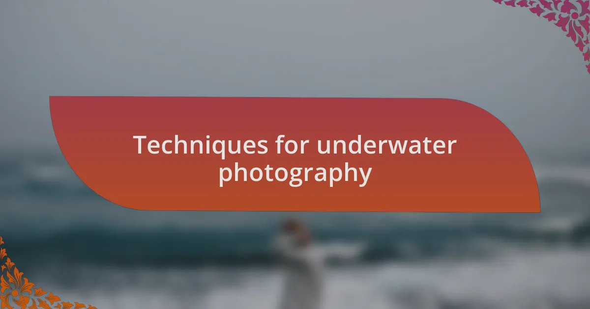 Techniques for underwater photography