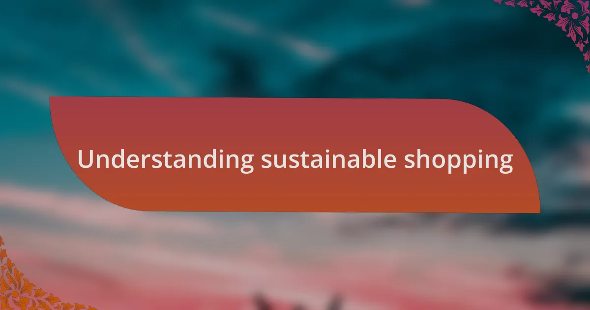 Understanding sustainable shopping